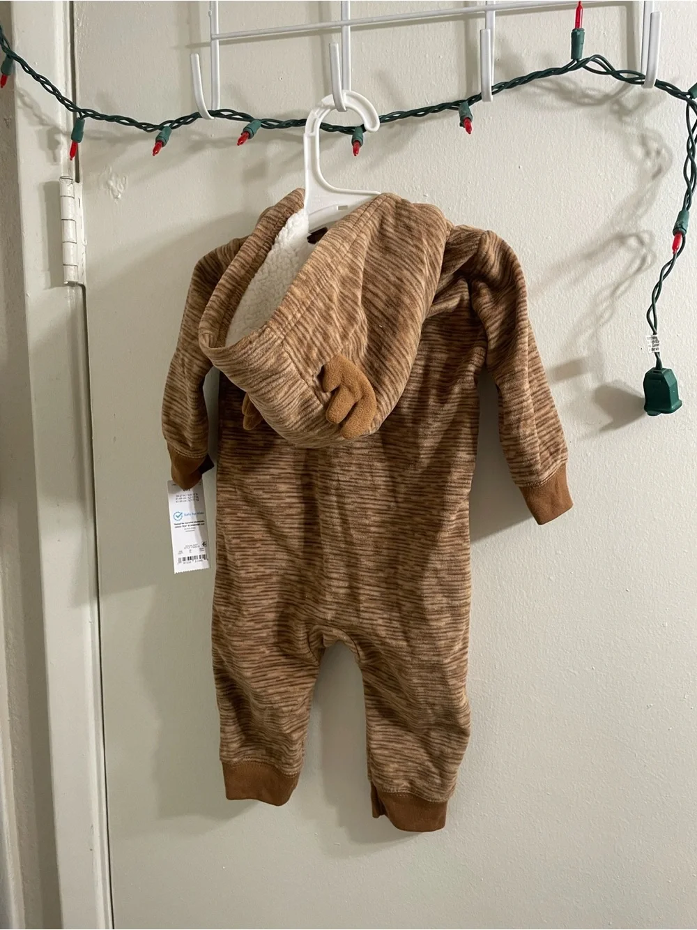 NWT Carter's Just One You Holiday Reindeer Jumpsuit White Brown 6 Months 6M